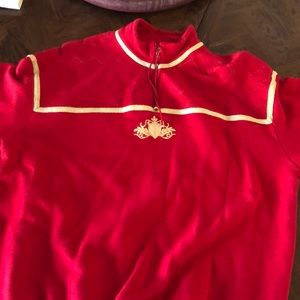 Vintage St John sport - running wear sweat suit -Red w gold trim. 2 piece